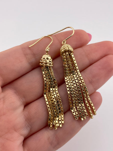 sterling silver gold plated chain dangle earrings
