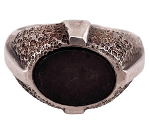 size 8.5 sterling silver Taxco synthetic dark matte stone ring