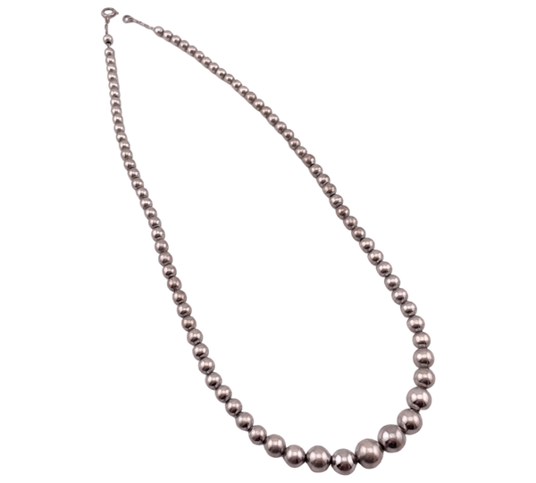 sterling silver 16 3/4" graduated 'pearl' ball sphere necklace