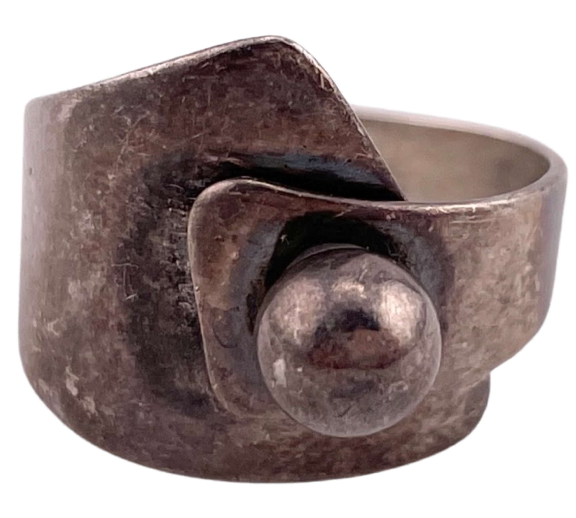 size 7.5 sterling silver stoneless bypass sphere ring