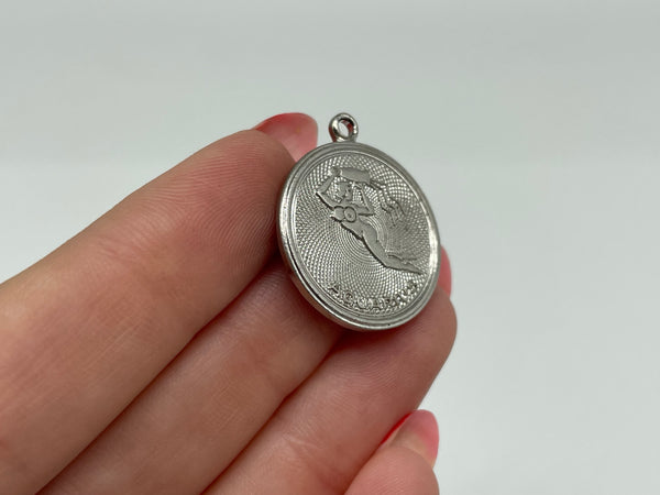 sterling silver Aquarius zodiac horoscope sign pendant