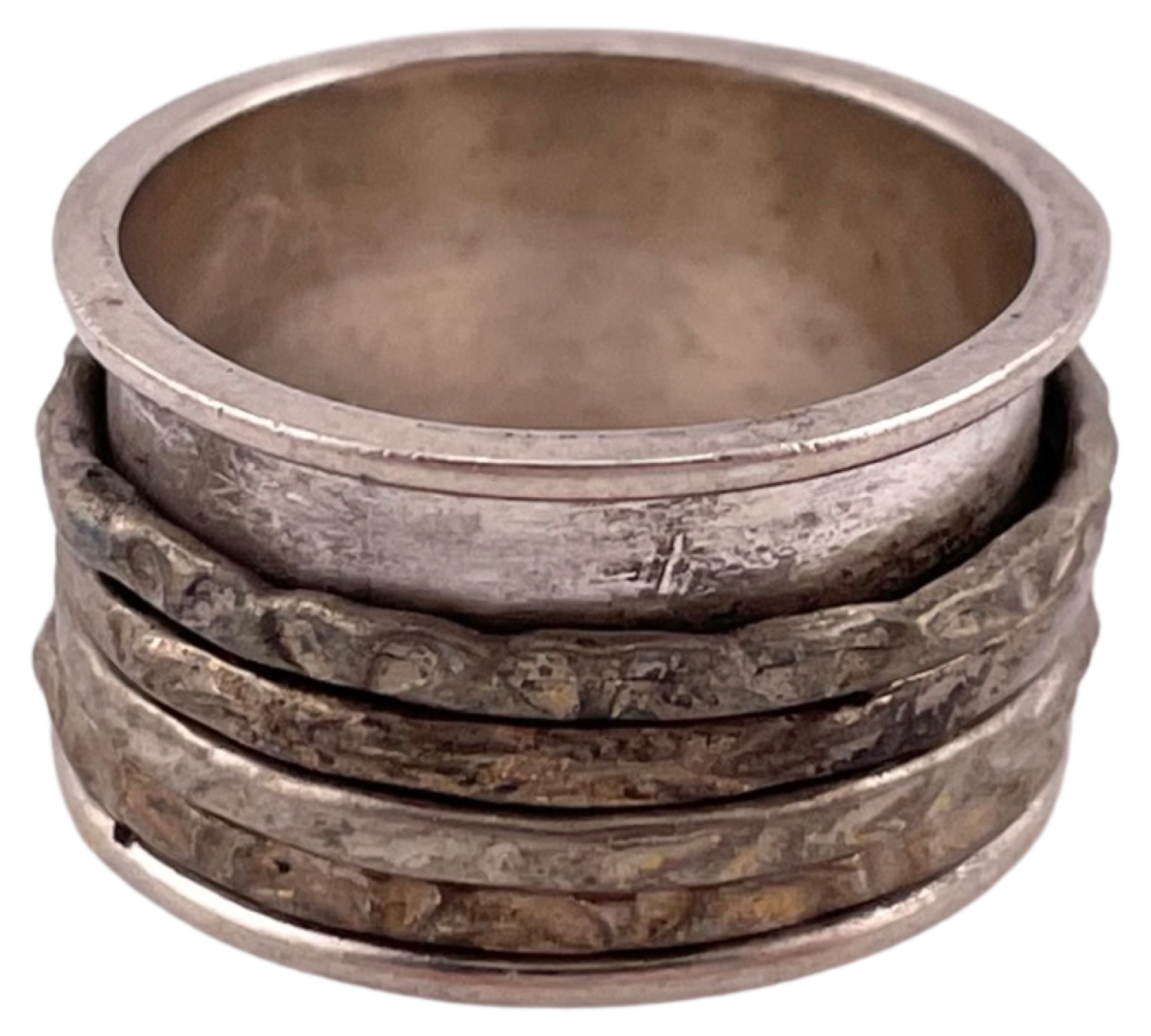 size 6.75 sterling silver wide band spinner ring