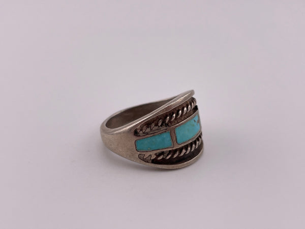 size 9 sterling silver turquoise inlay ring