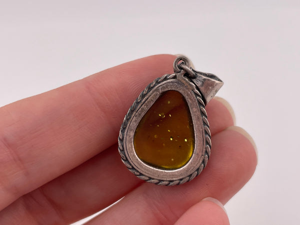 sterling silver synthetic amber pendant