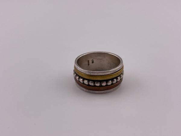size 6.75 sterling silver & mixed metals spinner ring