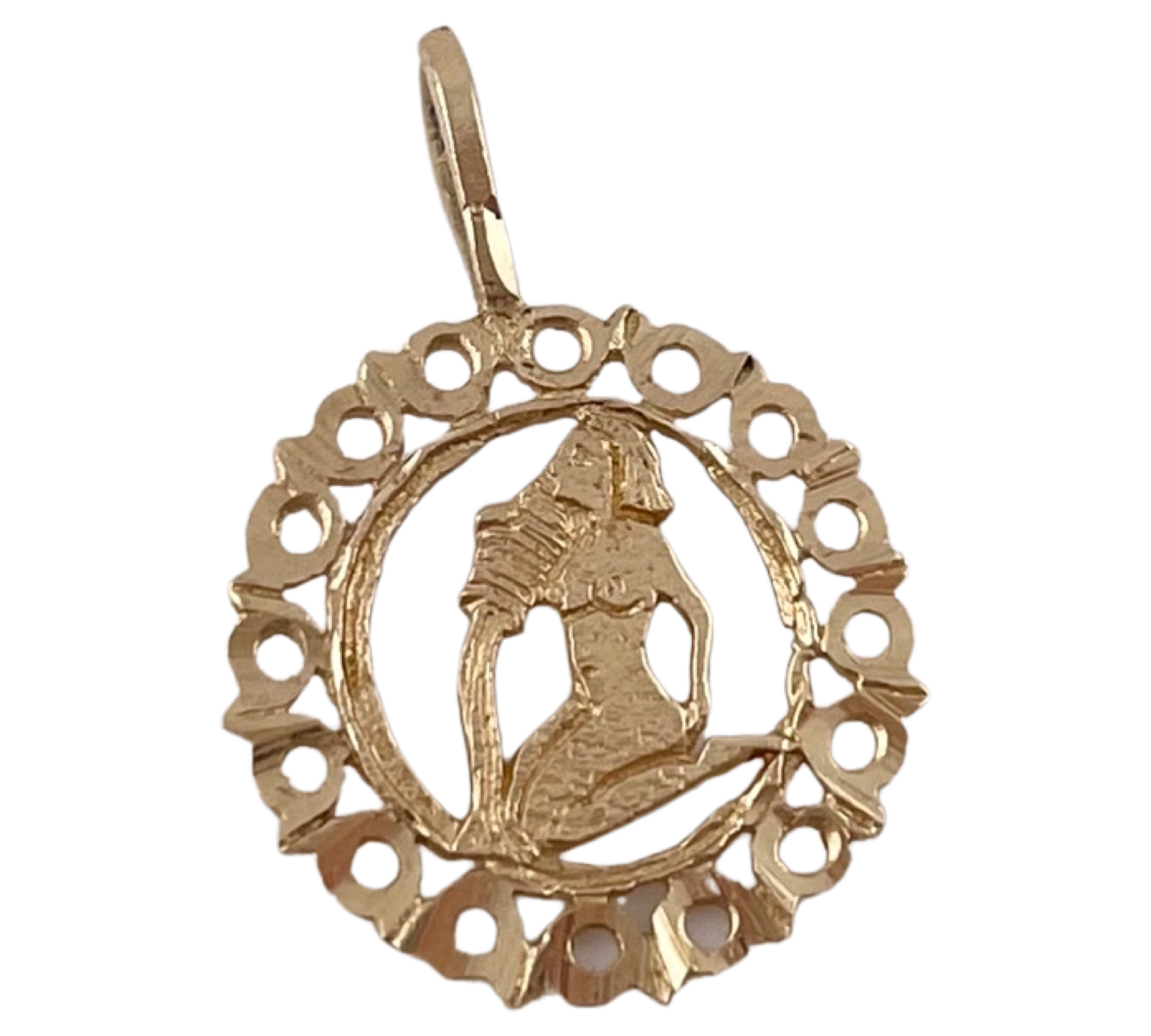 14k gold Aquarius zodiac charm pendant