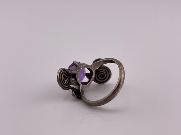 size 7.75 sterling silver faceted amethyst ring