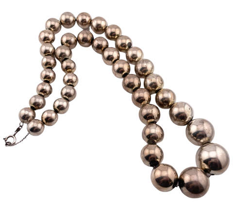 sterling silver statement large graduated pearls balls spheres necklace