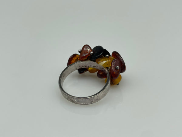 size 6.75 sterling silver multi-amber ring