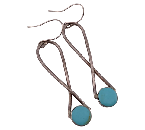 sterling silver synthetic turquoise dangle earrings