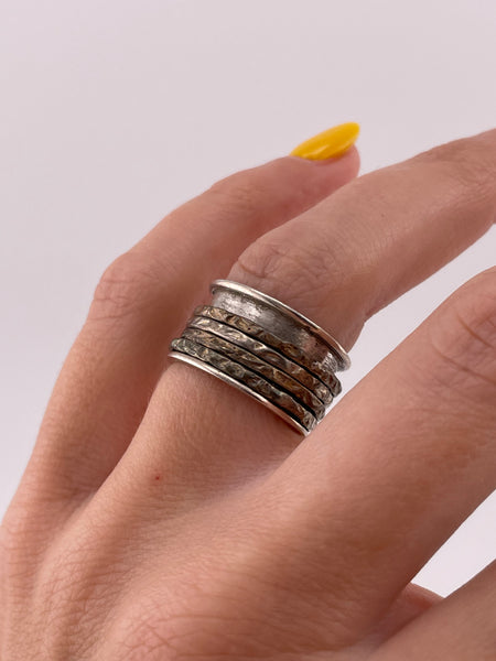 size 6.75 sterling silver wide band spinner ring
