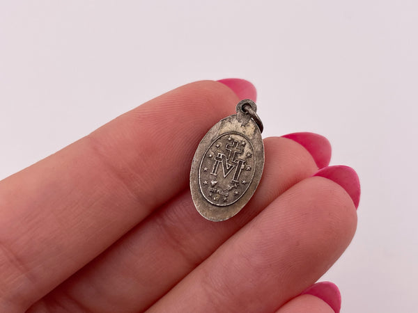 sterling silver petite religious Mary pendant