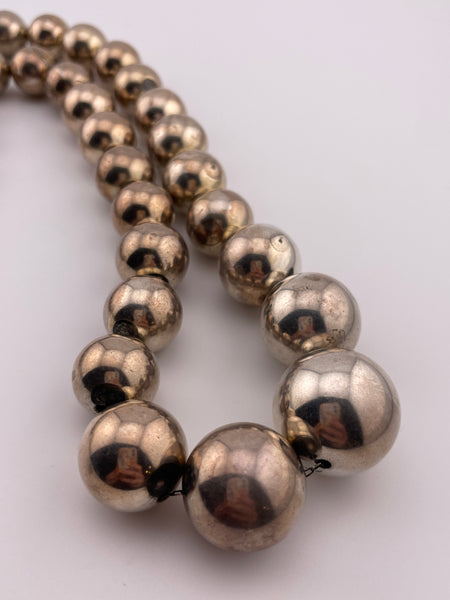 sterling silver statement large graduated pearls balls spheres necklace