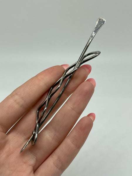 sterling silver handmade squiggle hair pin