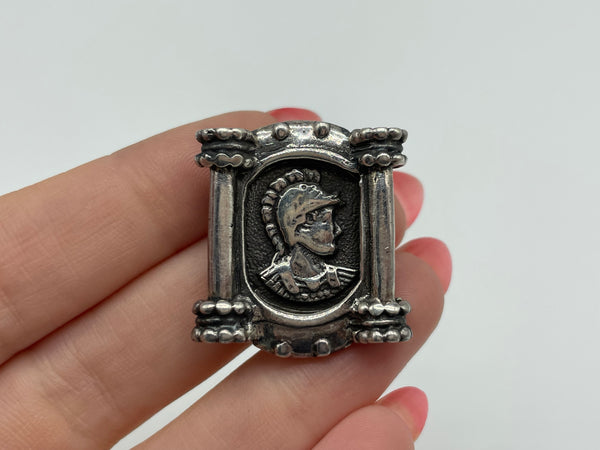 sterling silver heavy unique knight profile pendant