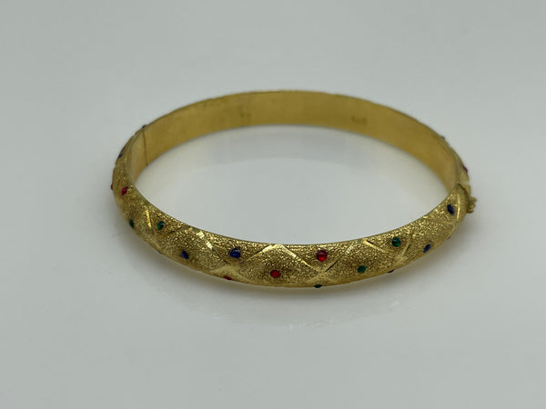 sterling silver gold plated colorful enamel textured bangle bracelet