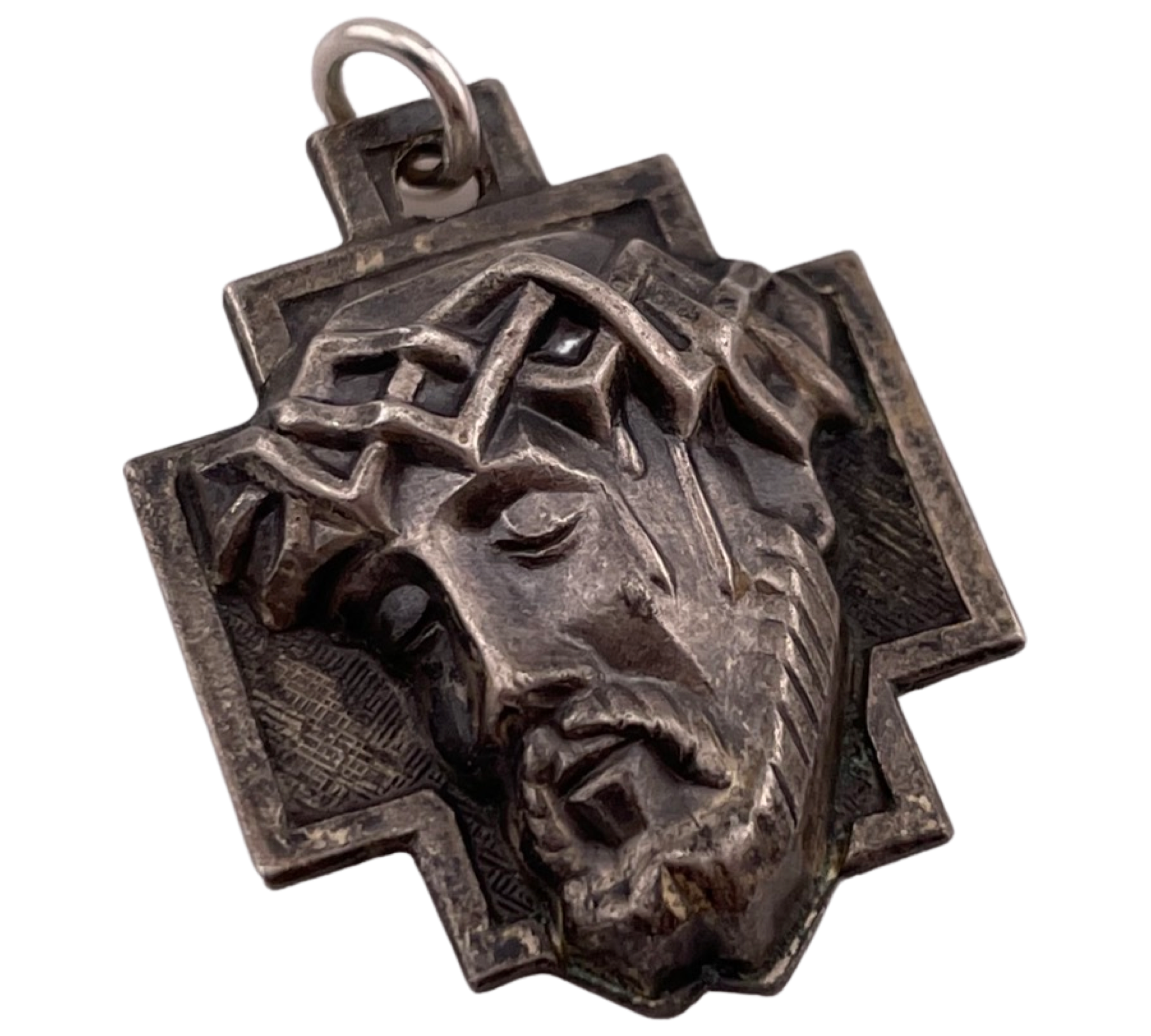 sterling silver Jesus crown of thorns religious pendant