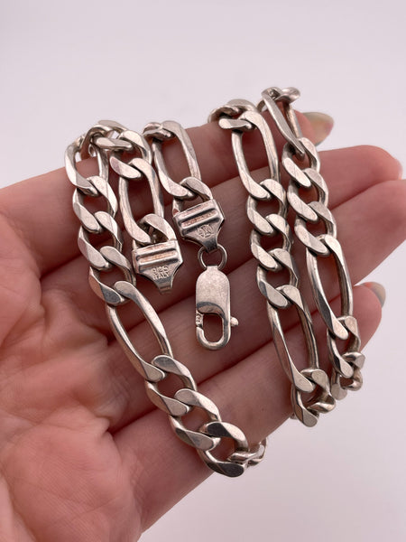 sterling silver 22" 8.3mm 54 grams heavy chunky figaro chain link necklace