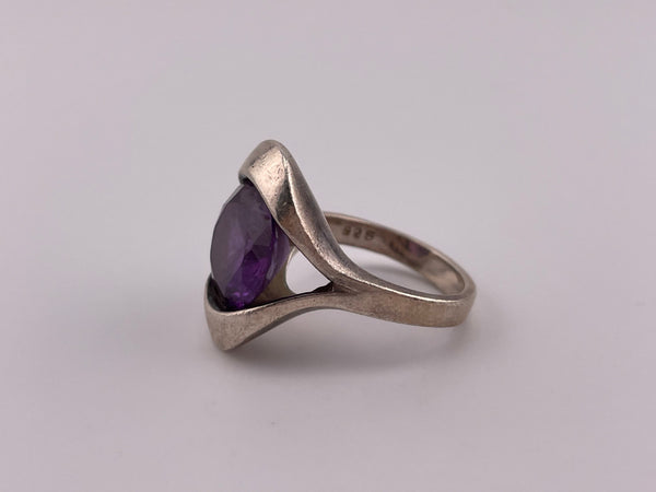 size 7.5 sterling silver faceted alexandrite color changing glass ring
