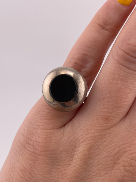 size 4 sterling silver synthetic onyx ring