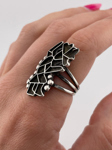size 8.25 sterling silver kachina ring **AS IS**