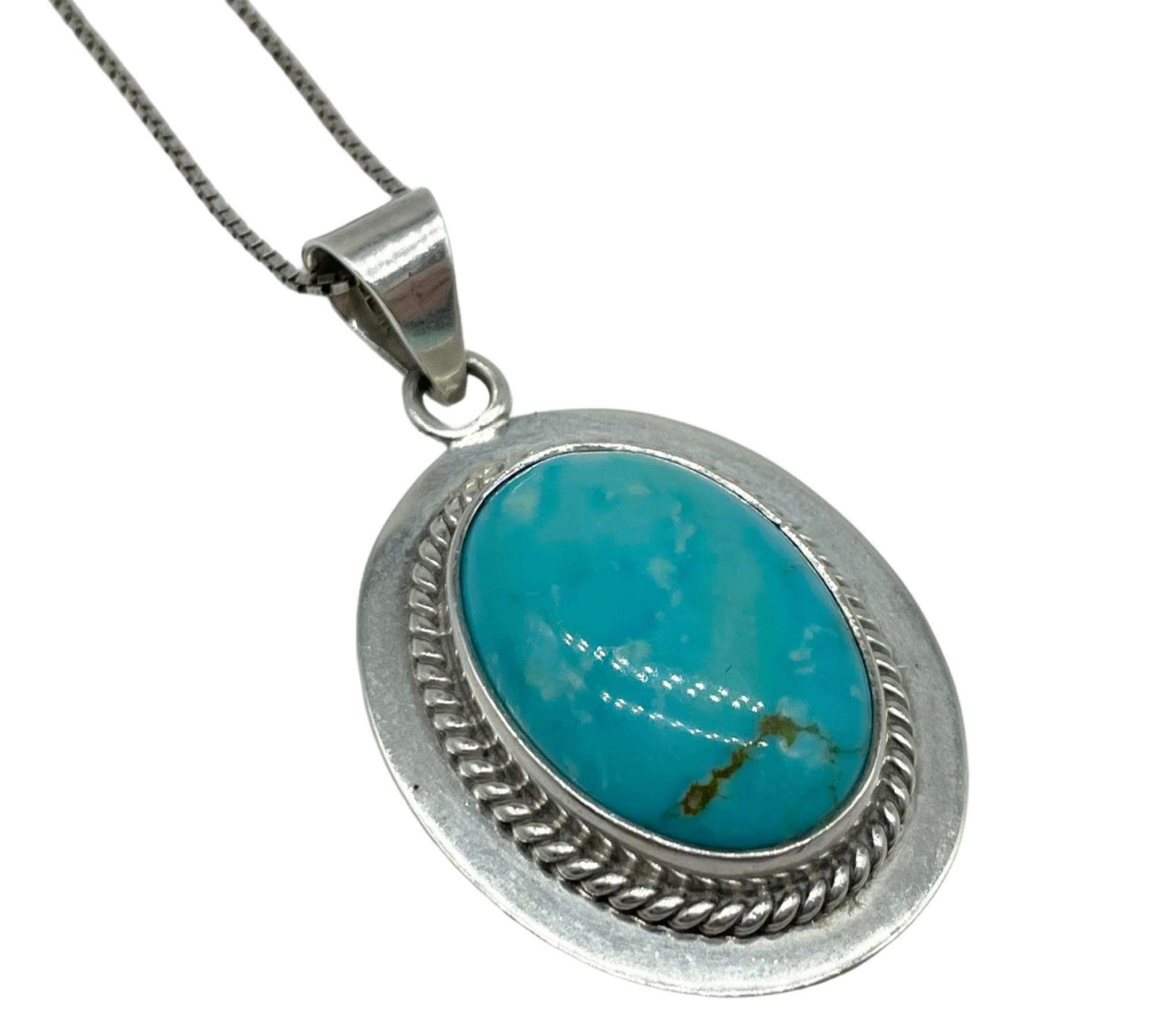sterling silver stabilized turquoise pendant necklace