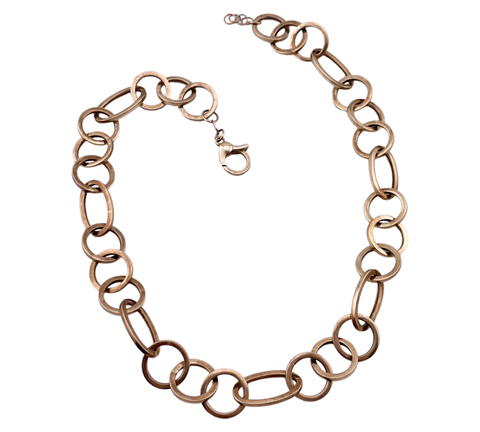 sterling silver gold plated over-sized circle & oval chain necklace