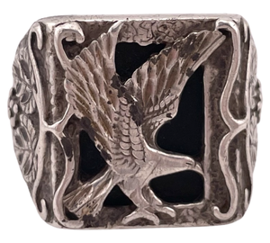 size 11.5 sterling silver onyx eagle ring