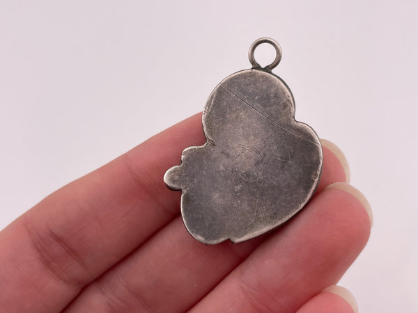 sterling silver mother of pearl & coral pendant