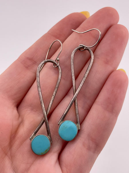 sterling silver synthetic turquoise dangle earrings