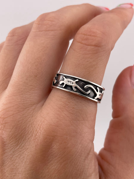size 9.75 sterling silver lizard band ring