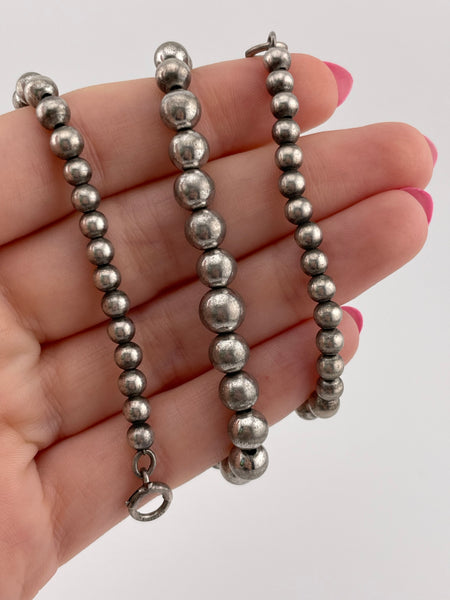 sterling silver 15" stoneless 'pearl' ball necklace