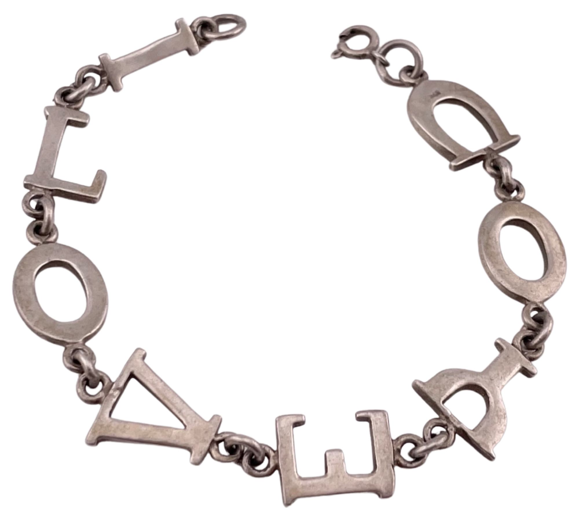 sterling silver 7" 'I LOVE YOU' link bracelet