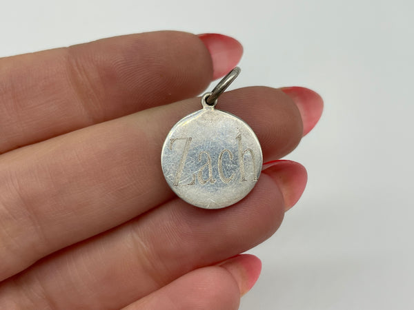 sterling silver engraved 'Zach' name pendant