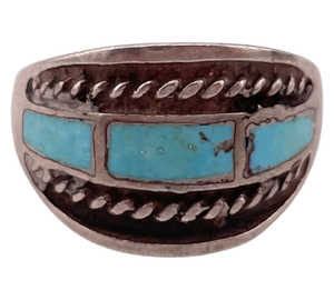 size 9 sterling silver turquoise inlay ring
