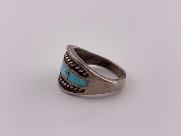 size 9 sterling silver turquoise inlay ring