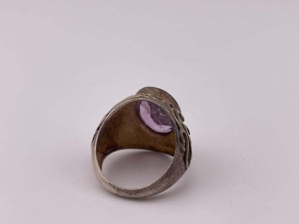 size 6.25 sterling silver chunky faceted amethyst ring