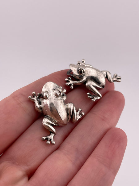 sterling silver new old stock garnet frog post earrings