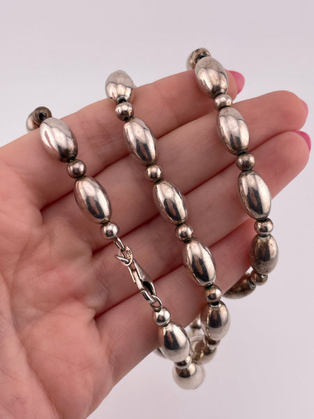 sterling silver 24" melon bead necklace