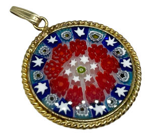 sterling silver gold plated Millifiori glass pendant