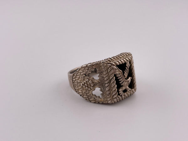 size 12 sterling silver synthetic onyx eagle ring