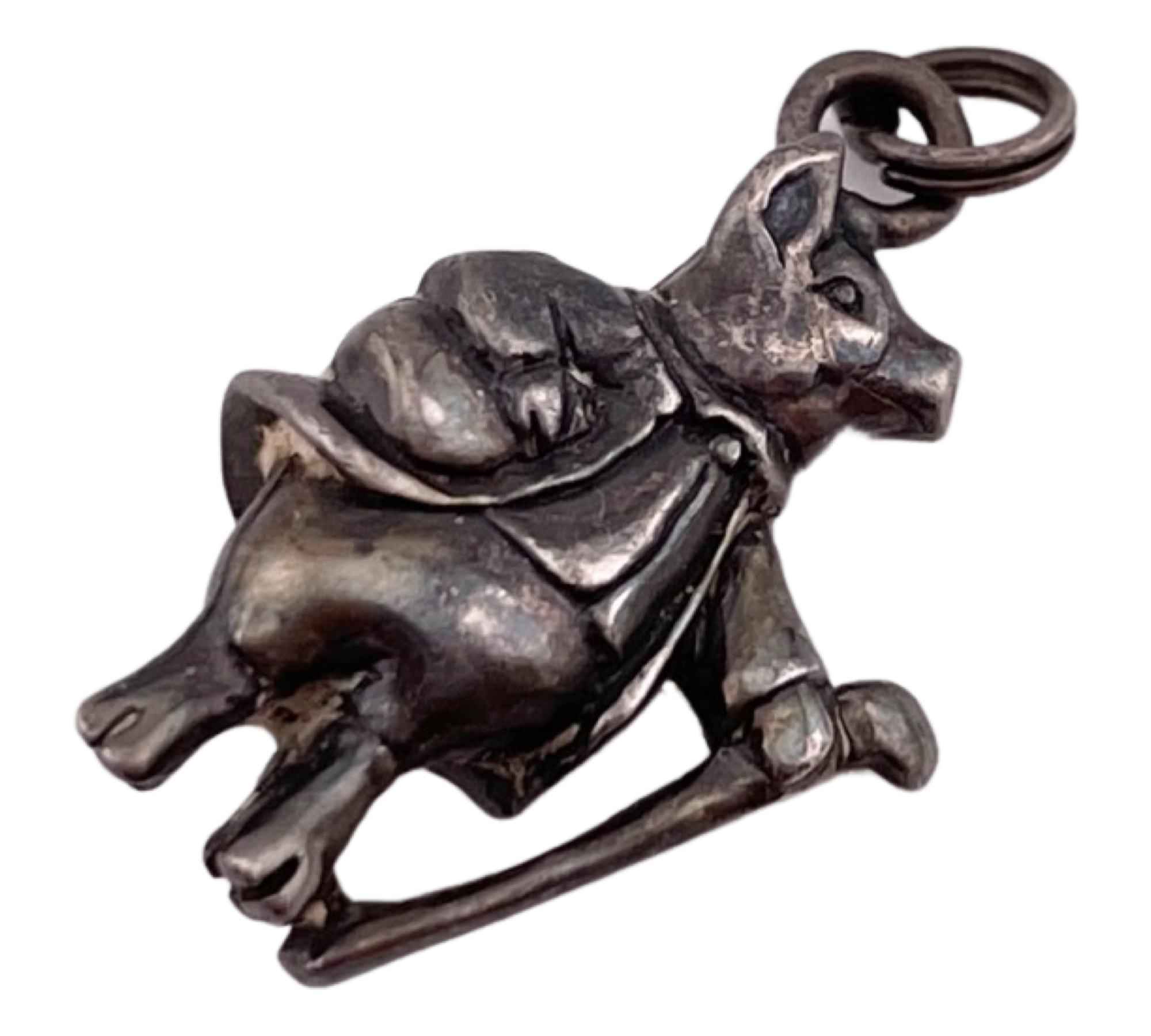 sterling silver 3D dapper pig pendant