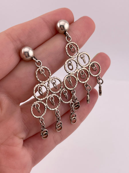 sterling silver circle post dangle earrings