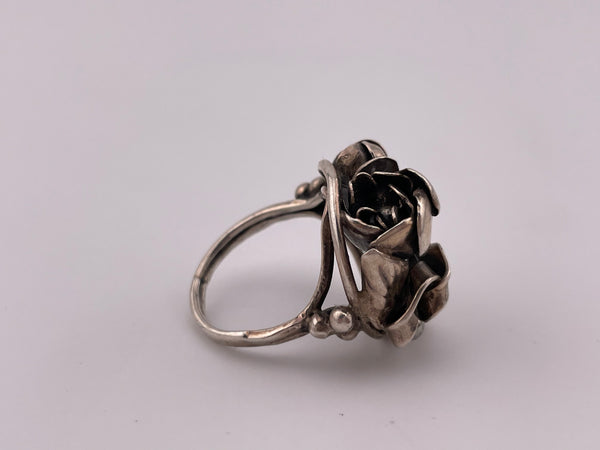 RESERVED size 6.75 sterling silver Art Nouveau style flower ring