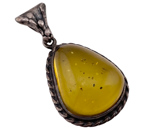 sterling silver synthetic amber pendant