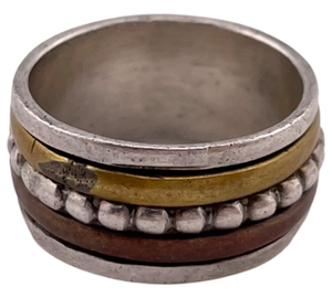 size 6.75 sterling silver & mixed metals spinner ring