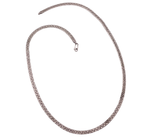 sterling silver 20" 4.25mm textured herringbone chain necklace
