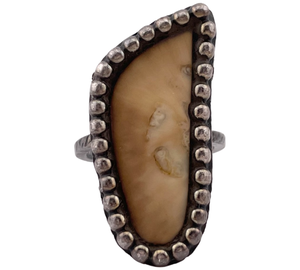 size 6.75 sterling silver off white stone ring
