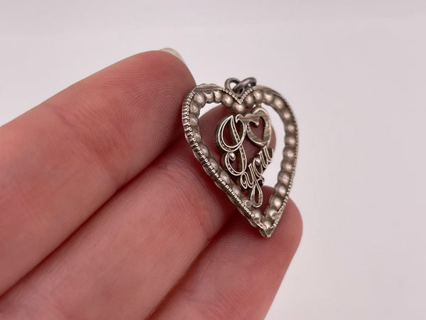 sterling silver 'I love you' heart pendant