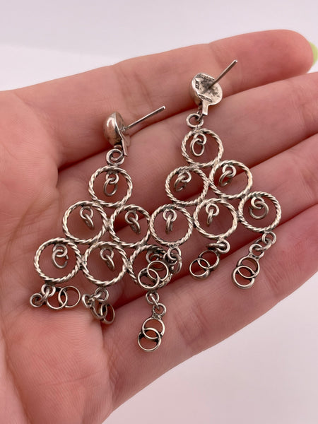 sterling silver circle post dangle earrings